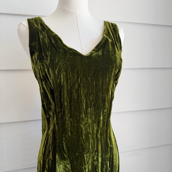 Vintage Betsey Johnson Punk Label Green Velvet Dress RARE - Picture 3 of 6